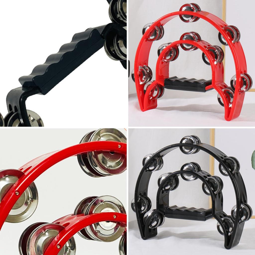 Shantia Tambourines, Musical Instruments, Karaoke Energizer Percussion, Semicircular, Set of 2 (Black & Red)