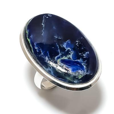 Anello in argento sterling 925 fatto a mano con pietra preziosa naturale di sodalite, misura 9 d0z78