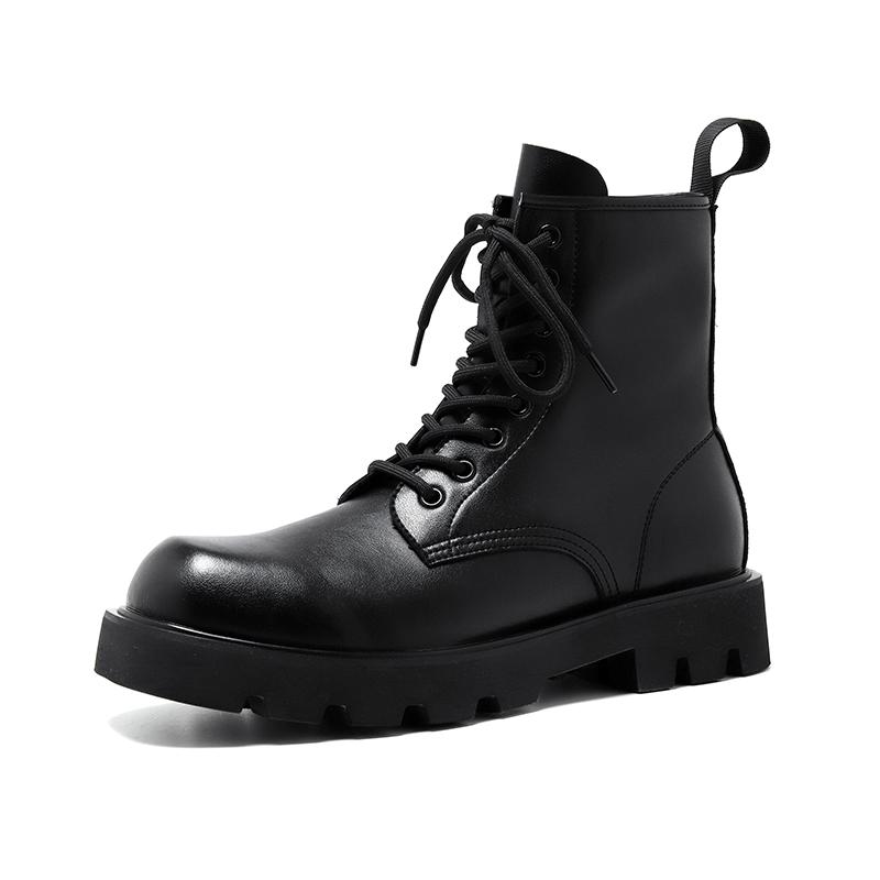 Vyriški madingi platforminiai batai juodi originalios odos batai vakarėlio banketo suknelė aukštas motociklininko batas pavasaris ruduo kulkšnies botas man
