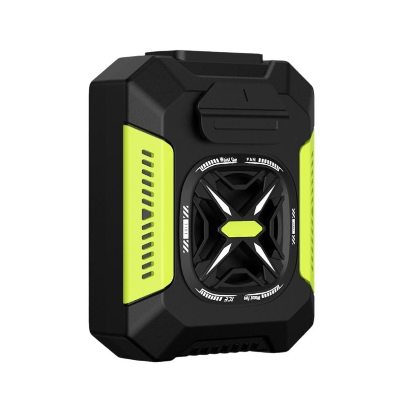 Portable Waist Mounted Cooling Fan Builtin LED Light Carbon Steel Clip with 5000mAh Power Supply for Sports Couriers