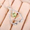 Green Peridot Gemstone 925 Sterling Silver Jewelry Zircon Pendant 1.27" For Her CZP-4-13