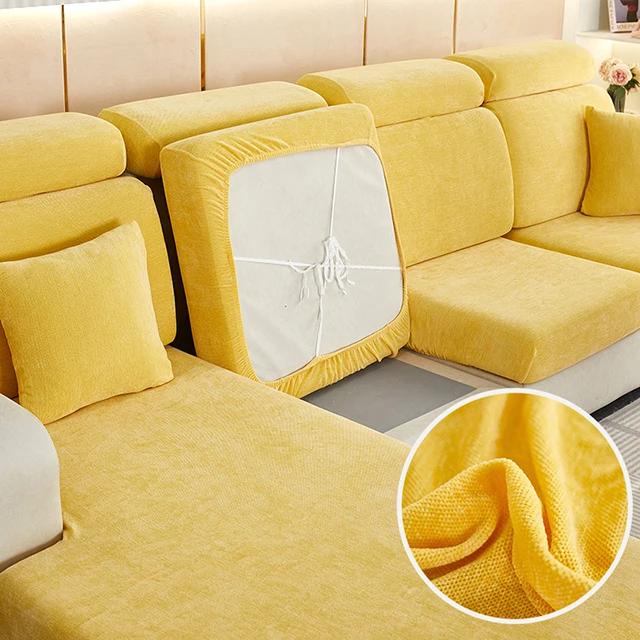 

Chenille Fabric Sofa Seat Cushion Cover Thicken Jacquard Sofa Cover for Living Room L-shape Corner Armchair Sofa Slipcover 1Pcs Pillowcase-1pcs жёлтый