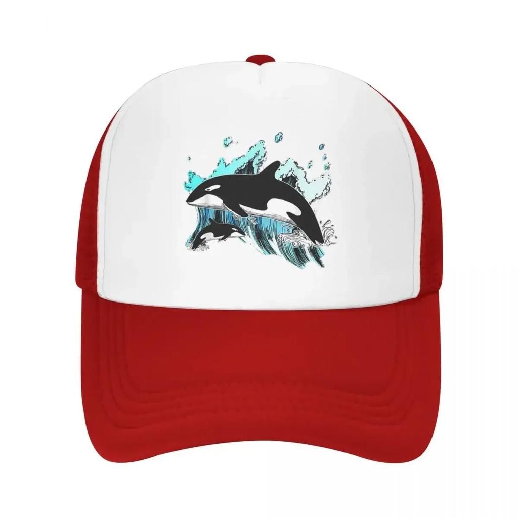 Orca Acuático Mar Océano Camisetas Superiores Ballena Asesina Gorra Casual Malla Gorras de Béisbol Ajustable Sombrero Hip Hop Verano Unisex Gorras de Béisbol
