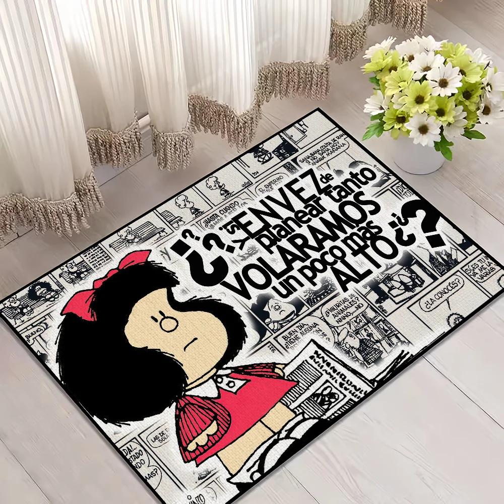 Süße Cartoon Mafalda Tür Willkommensmatte Eingang Fußmatte Balkon Badezimmer Bodenmatten Rutschfester Teppich Schlafzimmer Teppich Heimdekoration