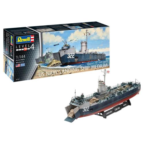 German Revell 1/144 Scale US Navy Medium Landing Ship LSM (Bofors 40mm Cannon) Plastic Model Kit 05169