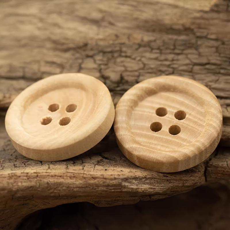 Natural Wood Buttons with 4 Holes, Perfect for Sewing Accessories and Clothing