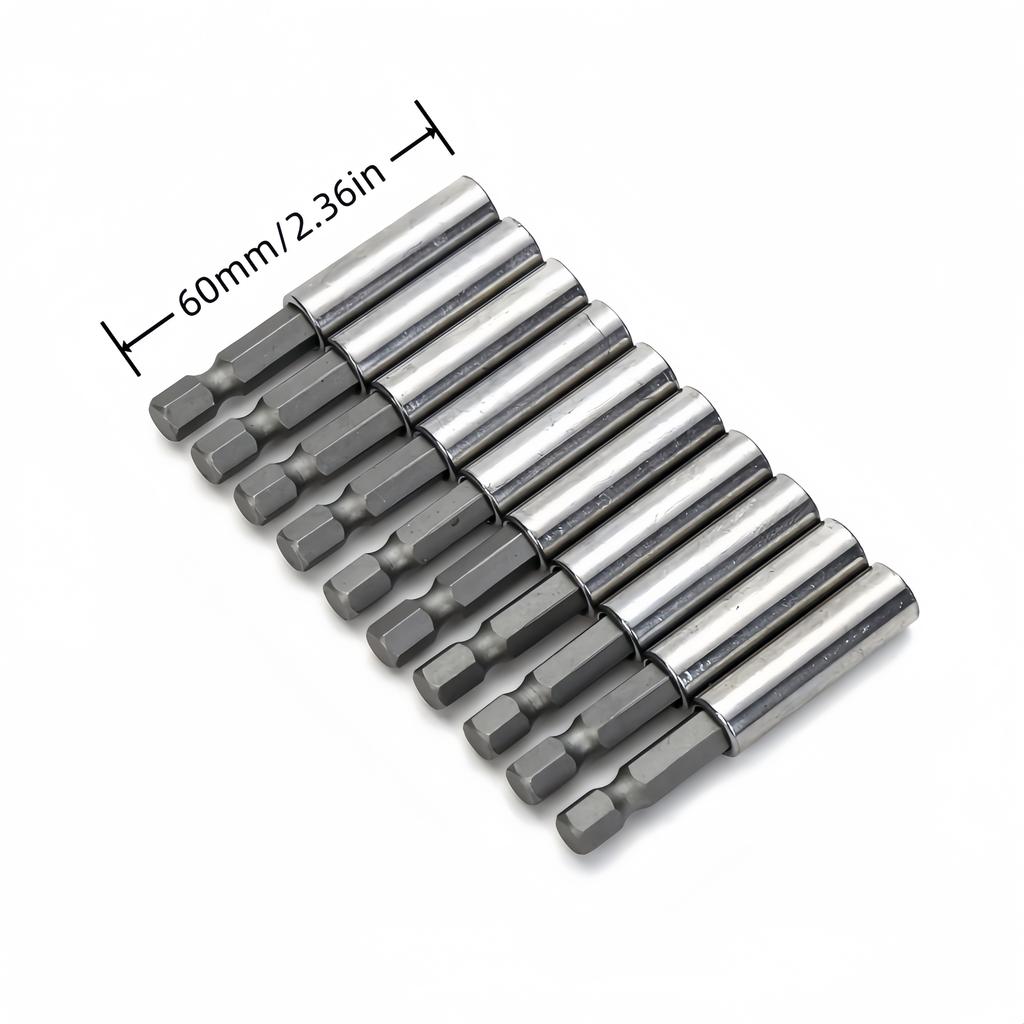 Magnetic Extension Socket Drill Bit Holder Set 1/4" Hex Shank Electric Tool Adapter Quick Release Hexagon Shaped Nut Drivers.