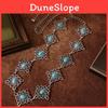 Chinese Knot Waist Chain With Carved Metal And Turquoise For Elegant Dress Styling