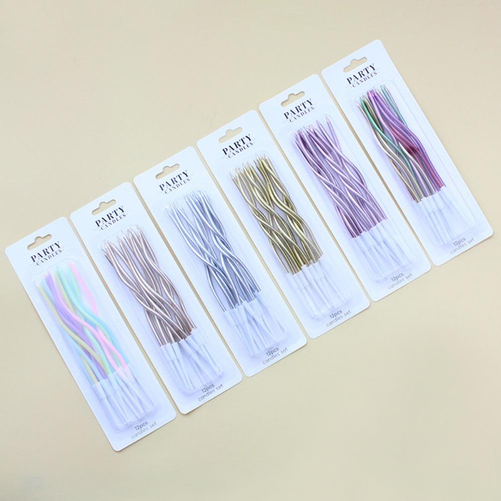 6/12 /36/72pcs/20setBirthday Candles Spiral Cake Candles  Long Thin Cake Candles For Wedding Party And Cake Decoration