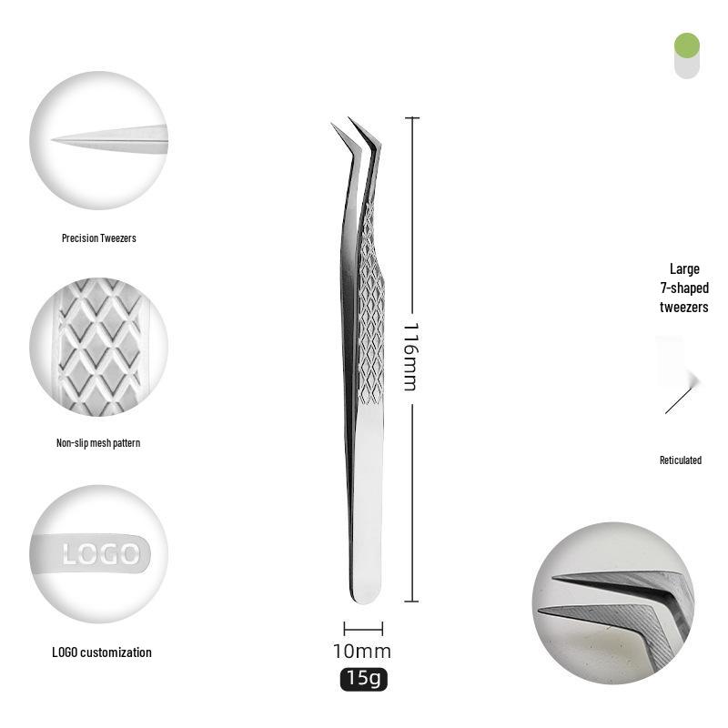 Golden Feather Stainless Steel Eyelash Tweezers for Grafting and Extensions