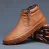Winter Neue Schuhe für Männer Lederstiefel Warmer Plüsch innen High Tops Leder Freizeitschuhe Plateaustiefel