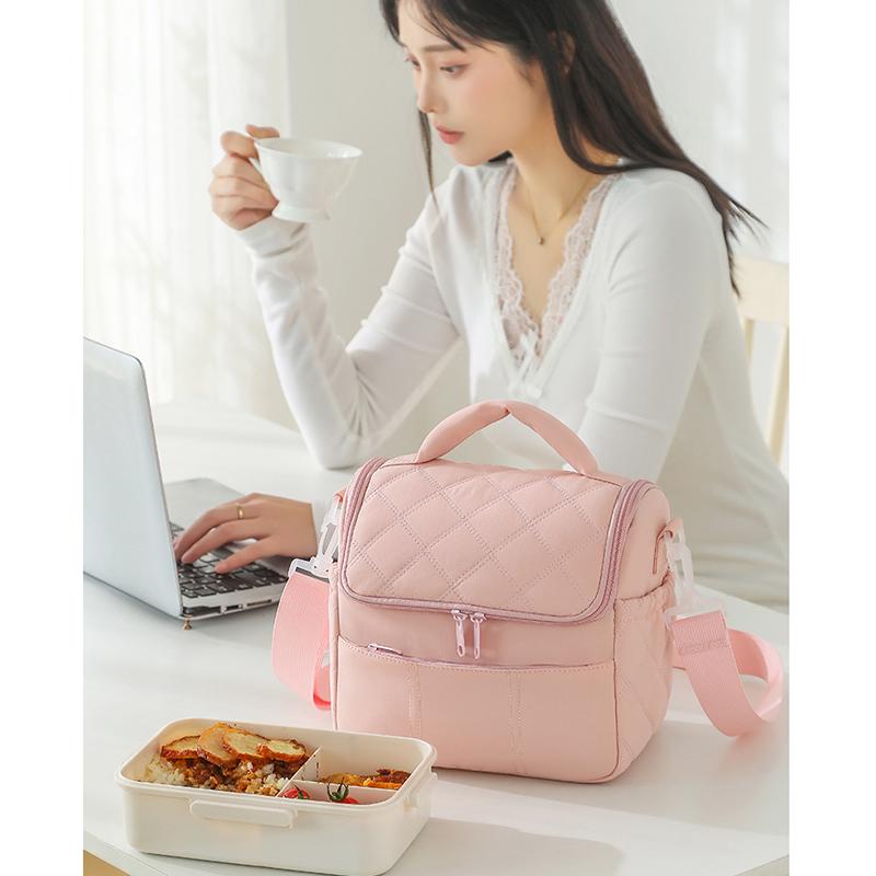 Borsa Termica per Pranzo Trapuntata, Grande Borsa Frigo Termica con Tracolla Staccabile per Ufficio e Picnic