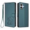 For iPhone 17 Wallet Case with Wrist Strap Love Cat Pattern Imprint Leather Phone Cover