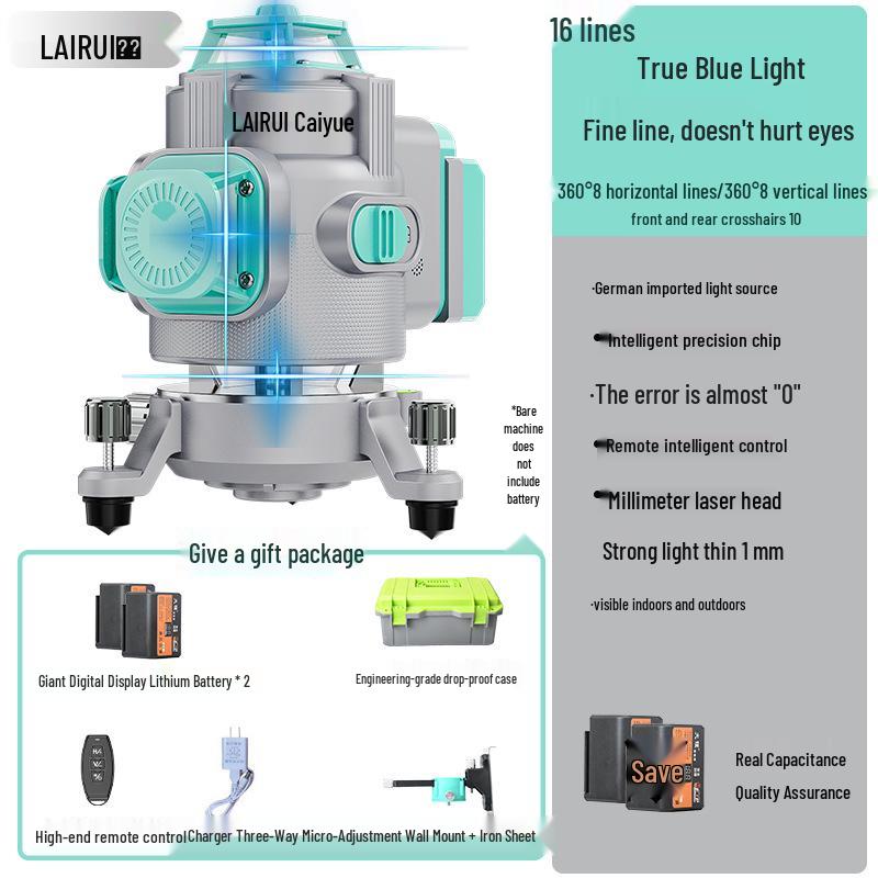 Lairui High-Precision 12-Line Green Laser Level with Wall/Floor Mount