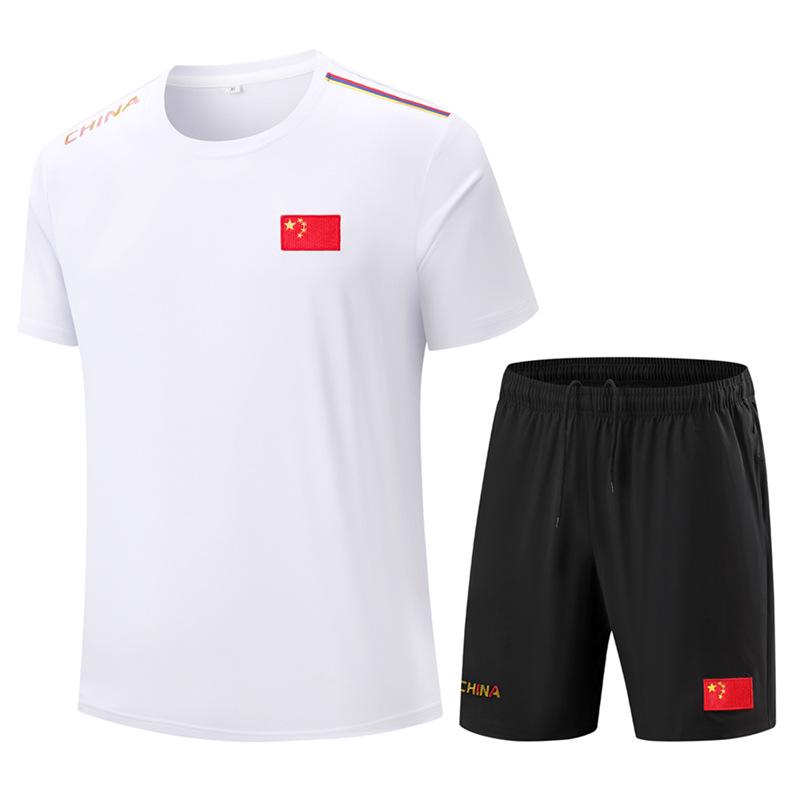 China Flag Quick-Dry Sports Set: Breathable Unisex Summer Top & Shorts