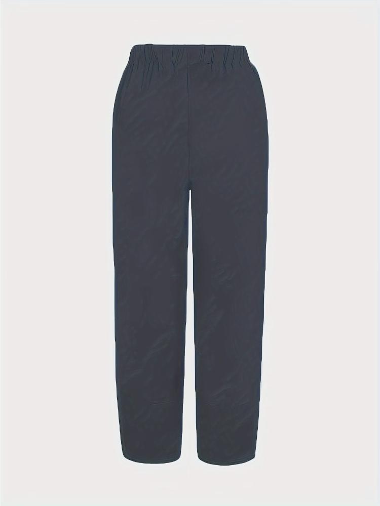 Spring/Summer Casual Elastic Waist Simple Slant Pocket Ankle Pants