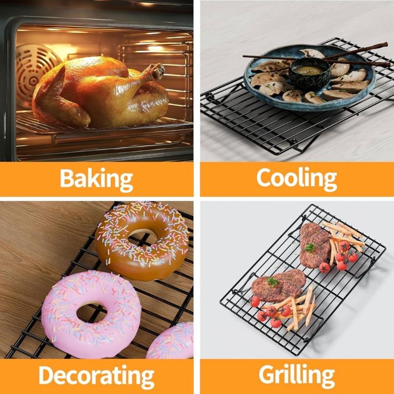 4 Piece Tiered Oven Cooling Rack Set Heat Resistant Carbon Steel Grids for Cakes Cookie Baking Essential