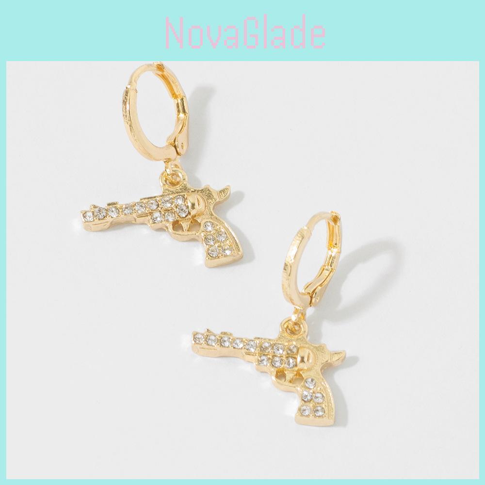 Trendige Ohrringe mit Pistolenanhänger aus Metalllegierung – Einzigartiger Streetstyle-Schmuck für Damen