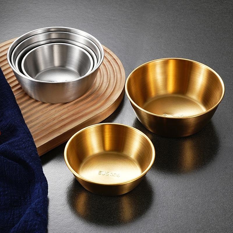 304Stainless Steel Household Korean Cuisine Bowl With Handle Rice Wine Bowls Sauce Seasoning Dish Food Serving Kitchen Tableware