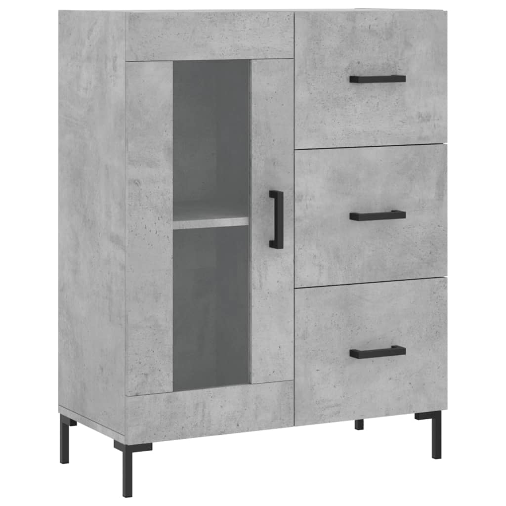 Vidaxl Witrynka, Szarość Betonu 69,5X34X180 Cm Materiał Drewnopochodny