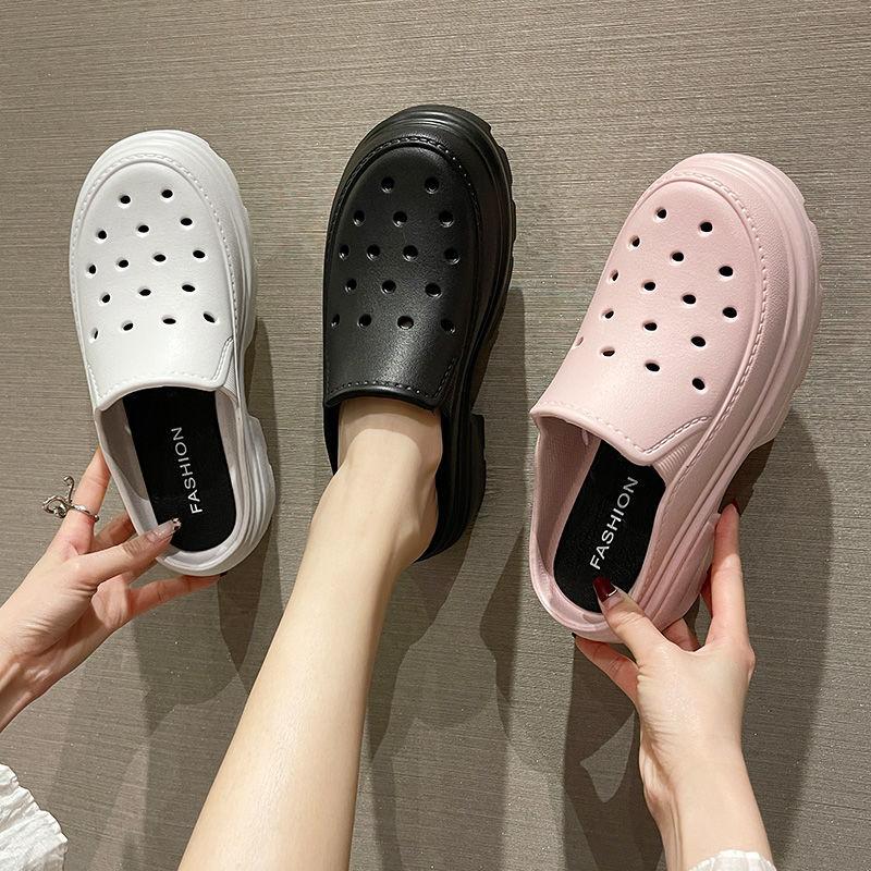 Fashion Mules Shoes Slides Home House Thick Women's Slippers and Ladies Sandals Summer 2024 with Heel Black Platform Wholesale Sale W