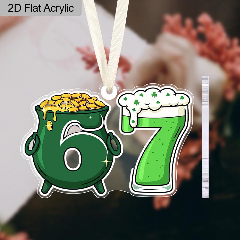St. Patrick's Day Acrylic Hanging Ornament - Money Pot & Beer Pattern, 67 Unique Pendants/Drops/Finials, Ideal Festival Gift for Friends & Family