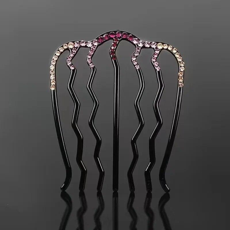 

Расческа для плетения волос со стразами, заколки для волос с кристаллами, женские булочки для девочек, корейская мода, держатель для хвоста, аксессуары, головной убор