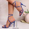 Clubwear Golden Heel Extreme High Heel Crisscross Strap Sandals, Plus Size Open Toe Pointed Toe Strappy High Heels For Women