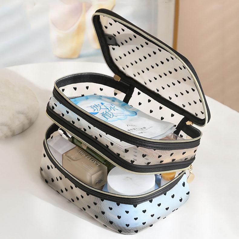 Reiseaufbewahrung, Malerei, Netz, Handliche Doppelschicht-Make-up-Tasche, Tragbare Sichtbare Veränderung, Schlüssel, Lippenstift, Verschiedene Aufbewahrungstasche