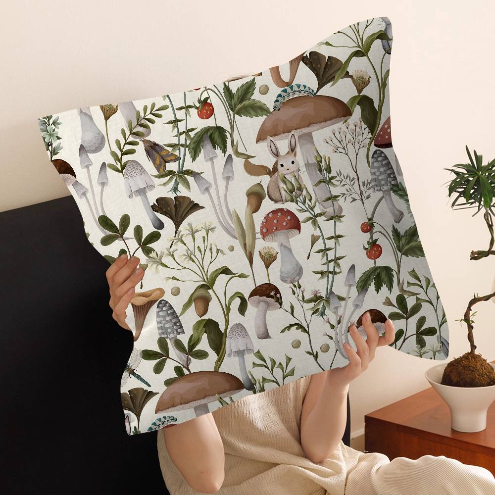 Hot Selling Squirrel Mushroom Cushion Cover Decorative Pillow Sofa Home Decor Case Pillow Cases