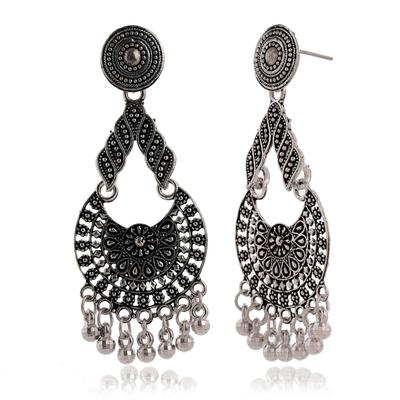 Handmade Traditional Jhumki with Moon and Flower Motif Chandbali Design Ethnic Jhumki Earrings for Women and Girls