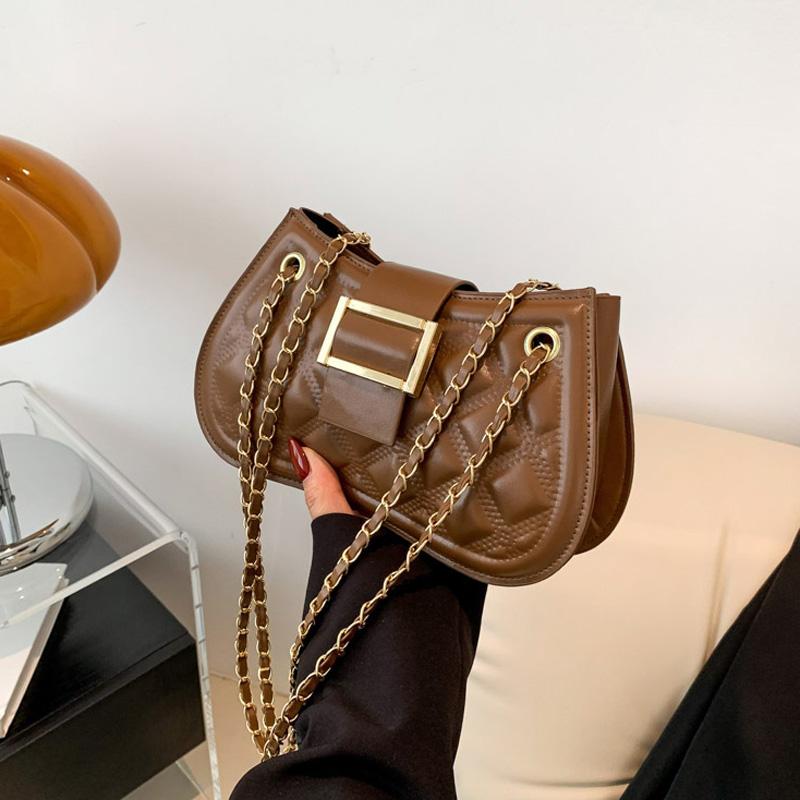Fashion Plaid Designer Handbags Chain Belt Shoulder Bag Casual Versatile Lock Crossbody Bags For Women Premium