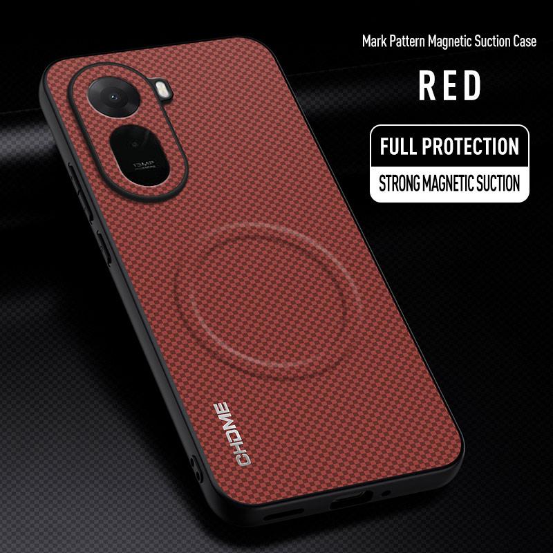 

Premium Business Mark Texture Built-in Magnetic Case for Xiaomi Pcoc C85x Redmi A7 Pro 4G for MagSafe Charge Skin-friendly Touch Shockproof Cover FOR Redmi A7 Pro 4G червоний