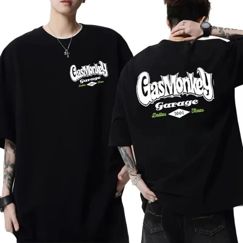 Потрясающие футболки Мужские Женские Хлопковая футболка Повседневная Оверсайз Газовые Обезьяны Гараж Хот-роды Круглый Логотип Ограниченная Двусторонняя футболка 4XL