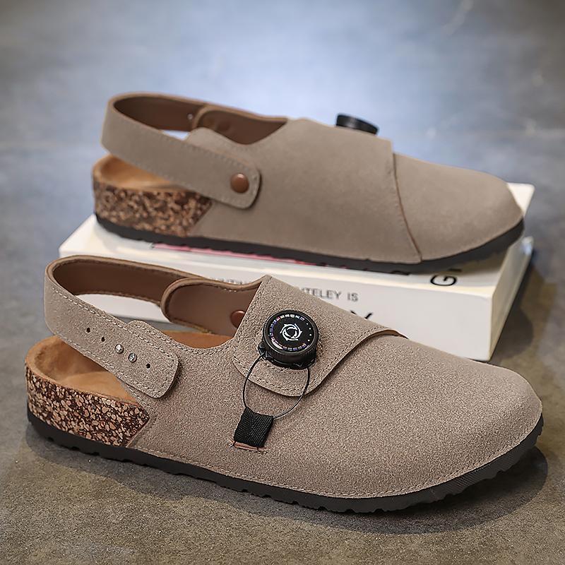 

Модные дышащие слипоны на мягкой подошве для пляжа на лето Легкие сандалии для ходьбы Нескользящие балетки 2025 Новые мужские сандалии из ПУ кожи 47 песочный