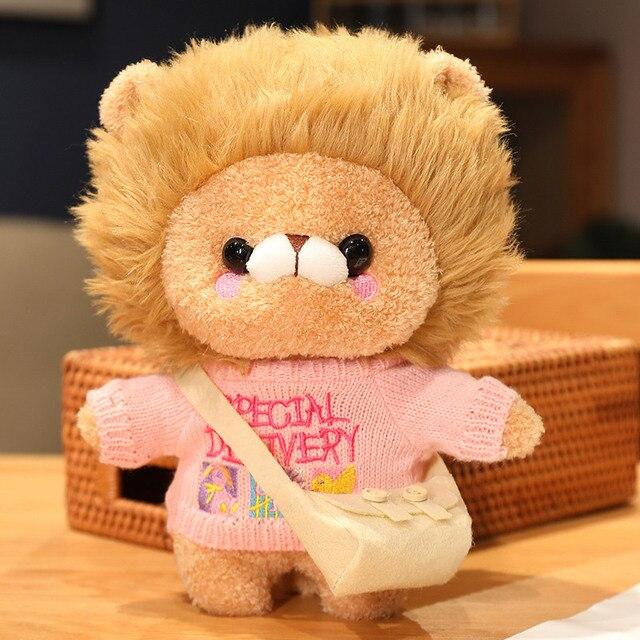 1pc 30cm Kawaii Golden Lion With Clothes Peluche Toys Lovely Lion Wears Sweater Pouchs Stuffed Soft Animal Toy For Children Gifts