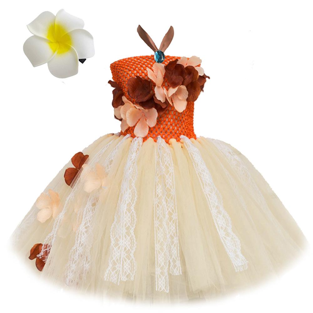 

Moanna Princess Dresses for Girls Christmas Holiday Costumes Kids Halloween Tutus Children New Years Clothes with Flower Ring 12 Months