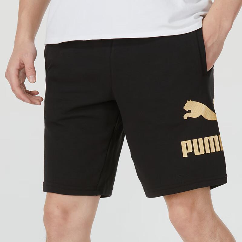 Puma Letter Logo Print Lace-Up Straight Casual Shorts Unisex Bottoms Black 626881-01