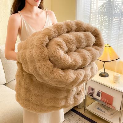 Luxury Premium Imitating Rabbit Fur Blanket Double-sided Plush Thickened Multifunctional Air Conditioning Blanket Nap Blanket