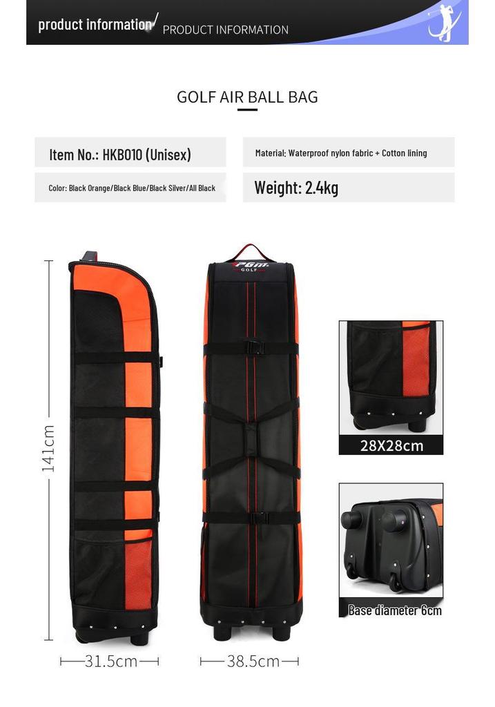PGM Foldable Golf Travel Bag with Wheels for Men and Women - Airplane Checked Club Carrier Set