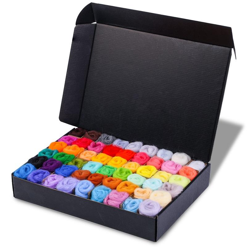 270 G Felt Wool Set of 54 Colours Wool Roving Felting Wool Dry Felting Needle Felt Accessories for Starter DIY Wool Craft
