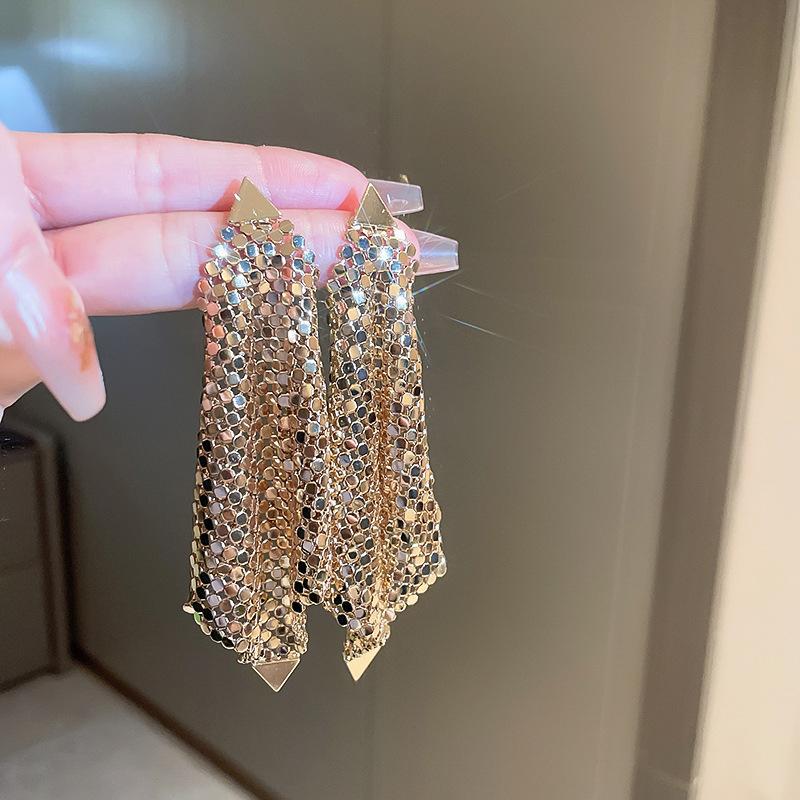 GemChic Women's Earrings Cool Ear Stud Needle U-Shaped Cluster Glitter Tassel Long Earrings Birthday Christmas Jewelry Gift