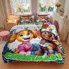 3Pcs Paw Patrol Christmas Bedding Set Quilt Cover Pillowcase Home Christmas Halloween Gift 1 Duvet Cover 2 Pillowcase S1429