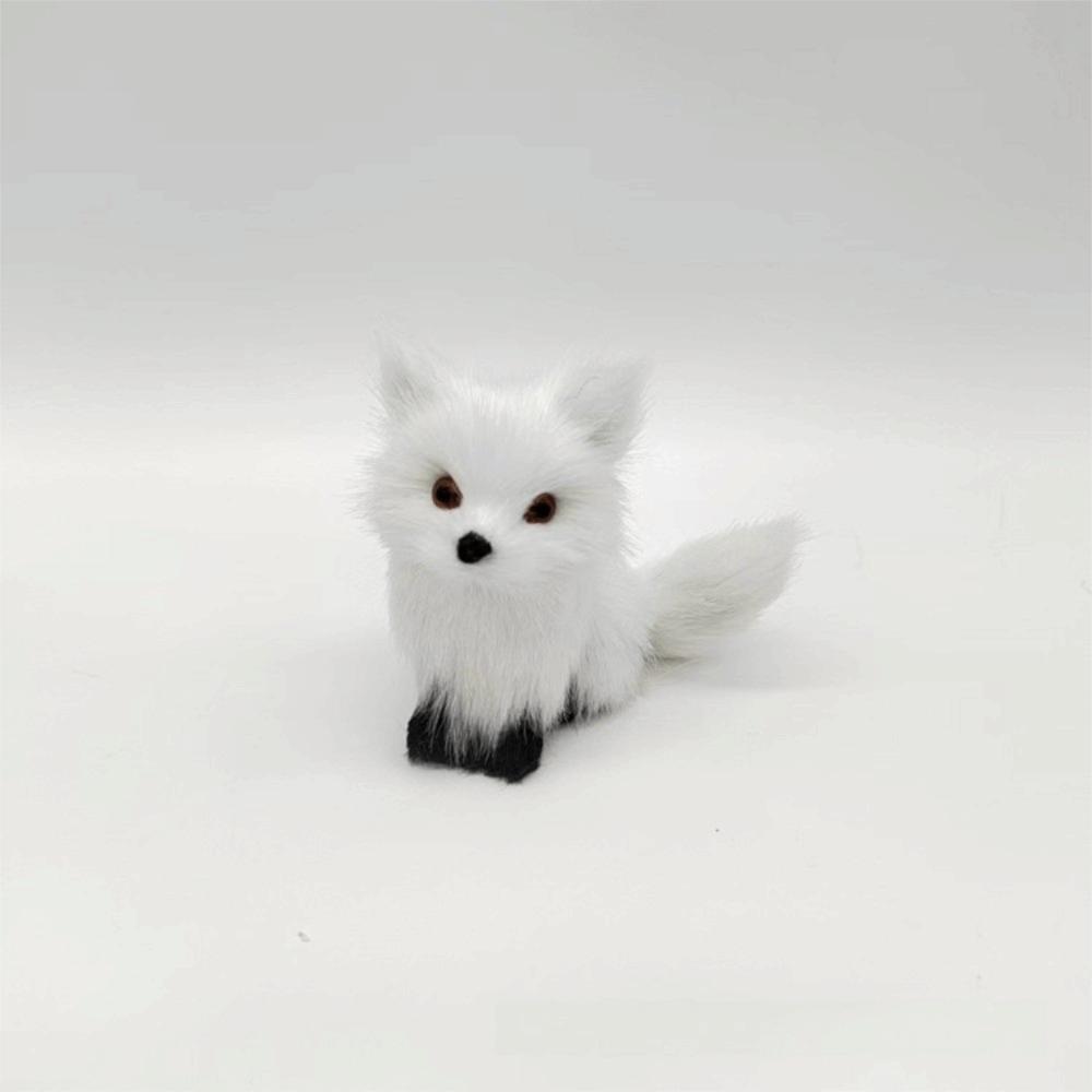 Mini Plush Fox Doll Toy Artificial Animal Squatting Sitting Fox Model  Home Decor