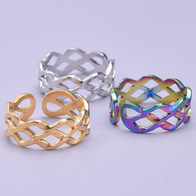 Stainless Steel Rings For Women Men Water Ripples Rainbow/Gold/Silver Color Ring Engagement Fashion Jewelry Party Bague Mujer