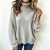 Women's Casual Turtleneck Button Sweater Long Sleeve Knit Pullover for Fall Winter