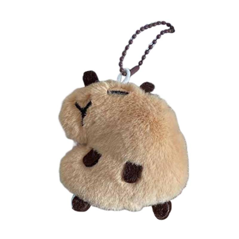 Cartoon Capybara Plush Keychain With Squeaky Sound Bag Pendant Soft Practical Decoration Accesories For Bags And Keys