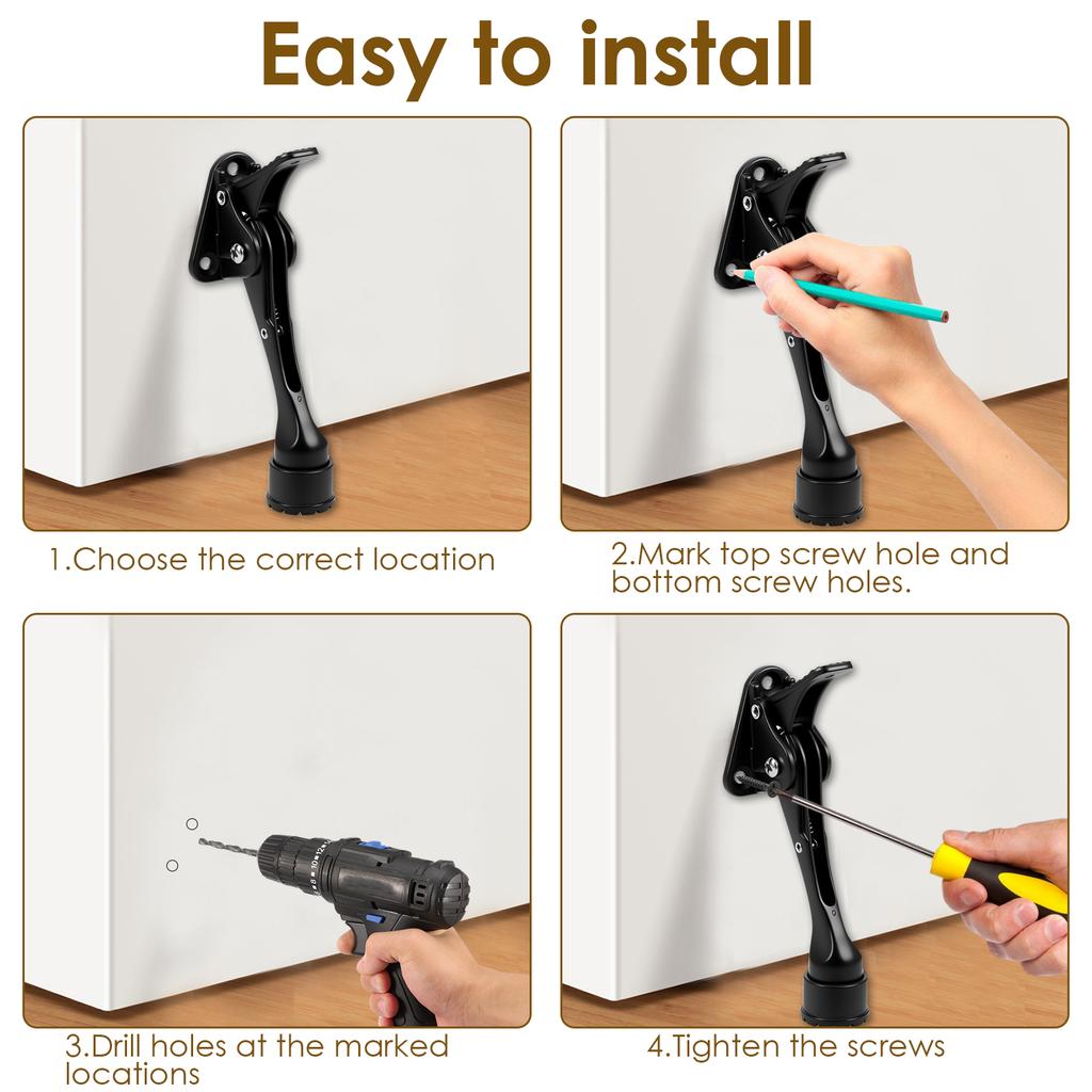 1/2Pcs Zinc Alloy Kickdown Door Stopper 5inch One Touch Adjustable Height Kick Down Doorstop Heavy Duty for The Bottom of Door