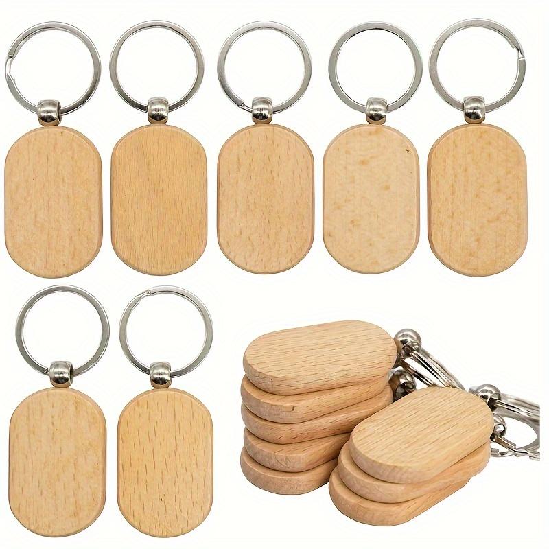 Wooden Keychain Blanks with Ring Buckle, Assorted Wood Key Tags for DIY Engraving, Crafts, Valentine'S Day Gift, Ladies Key Ring Set