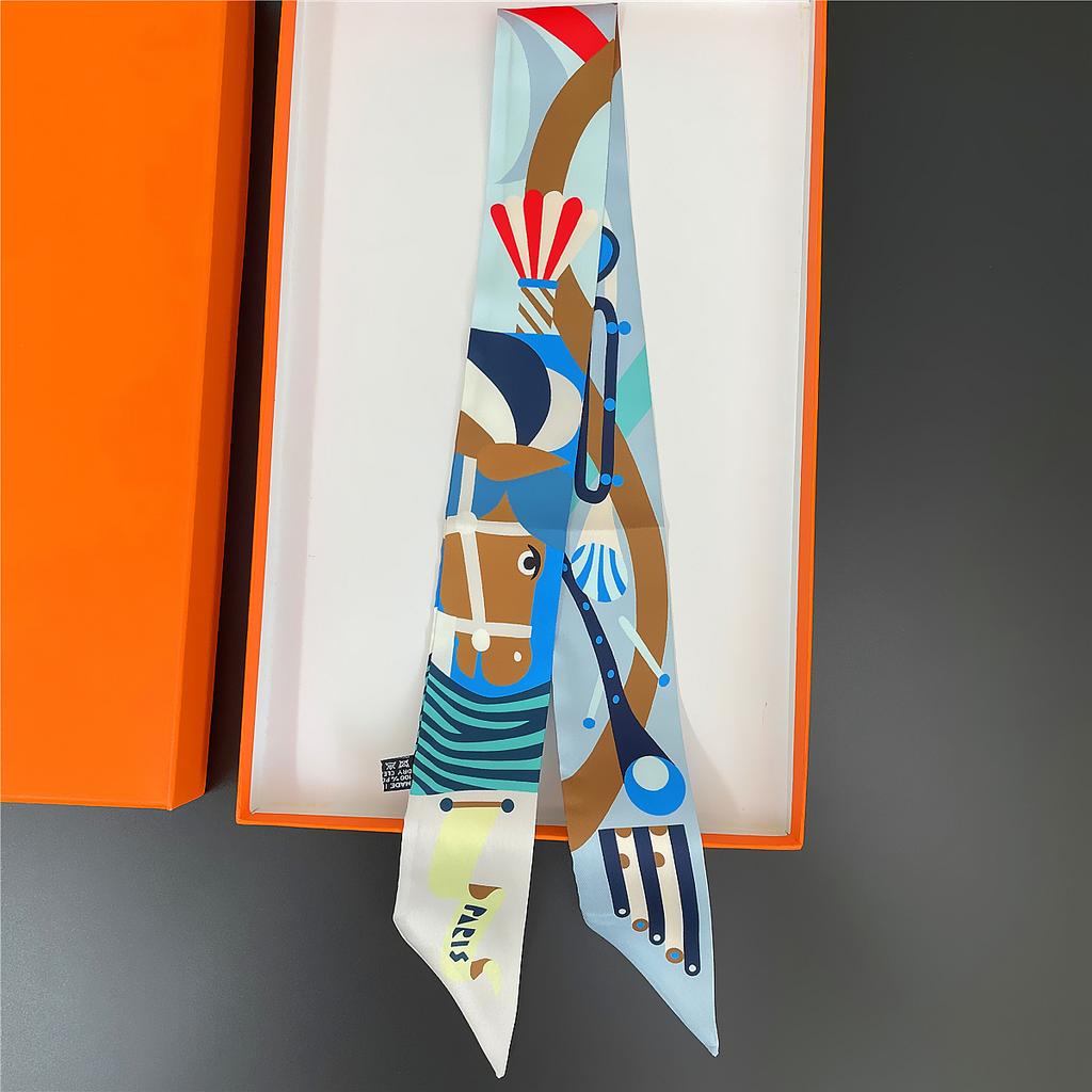 Brand Design Twill 100% Silk Scarf Luxury Fashion Scarf Women Foulard Skinny Bag Scarves New Hot Neckerchief Hair Headband